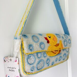 🫧 VIRAL Duck 🦆 Design Beaded Bag - Blue and Yellow